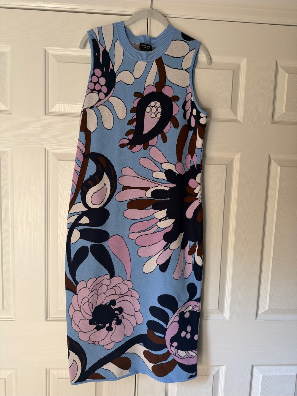 kate spade Blue Floral Sleeveless Knit Midi Dress